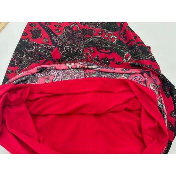 NWT Lauren Ralph Lauren Sheath Dress Paisley Jersey Long Sleeeve Red Multi Sz 6 - Picture 11 of 12